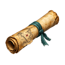 Original rolled parchment treasure map with sea-teal tie