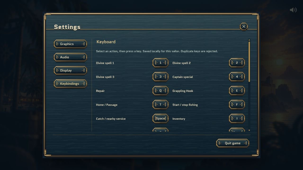 Original dark naval settings window with category navigation and keybindings
